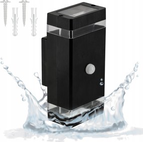 Kültéri LED-es homlokzati lámpa mozgás- és alkonyérzékelővel 2x GU10 Pir