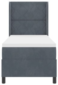 Box Spring Ágy Matrac Sötétszürke 80x200 cm Bársony