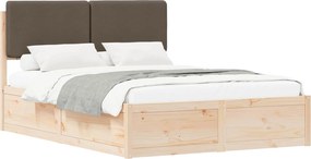 vidaXL Ágykeret Kárpitozott Fejtámlával Tópszínű 160 x 200 cm