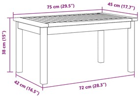 Kávézóasztal 75x40x38 cm Tömör akácfából