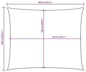 antracitszürke téglalap alakú oxford-szövet napvitorla 6 x 7 m