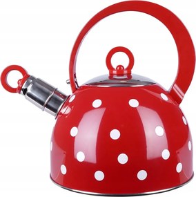 Vízforraló Piros Fehér Pöttyös acél vízforraló síp