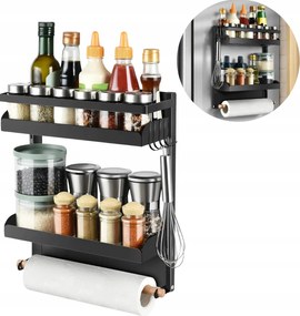 Mágneses Polc Hűtőszekrényhez Fűszertartó Polc 2 Db 4 Akasztóval