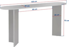 Konzolasztal lekerekített élekkel ZAVERO, travertin