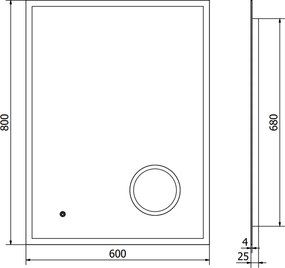Mexen Kala, LED fürdoszobai tükör háttérvilágítással és kozmetikai tükörrel 60 x 80 cm, 6000K, páramentes, 9820-060-080-611-00