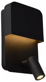 Lucide 79200/08/30 - BOXER LED fali lámpa 5W/230V + 5W USB, fekete