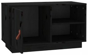 fekete tömör fenyőfa TV-szekrény 70 x 34 x 40 cm