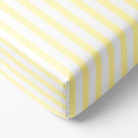 Goldea pamut körgumis lepedő - sárga csíkos 140 x 200 cm