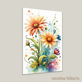 Színes virágok – Akvarell 4 | Prémium falikép hangulat 40x60cm