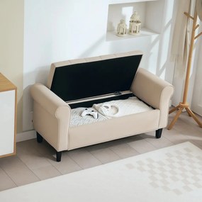 HOMCOM Kárpitozott pad, ágypad, gombbal tűzött, bársonyhatású, 126 cm x 48,5 x 57 cm, bézs