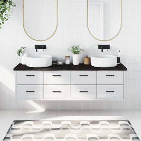 sötétbarna kezelt tömör fa fürdőszobai pult 180x50x(2-4) cm