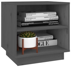 2 db szürke tömör fenyőfa éjjeliszekrény 40 x 34 x 40 cm