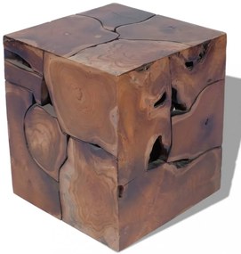 vidaXL 60 cm tömör tikfa dohányzóasztal / zsámoly