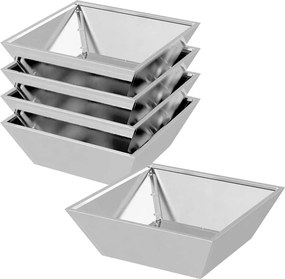 vidaXL Kerti cserép 5 pcs Ezüst 50 x 50 x 15 cm Rozsdamentes acél