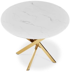 BALI asztal, 100 cm, fehér márvány/arany