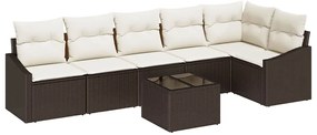 vidaXL Kanapé Szett párnával 7 pcs Barna polirattan