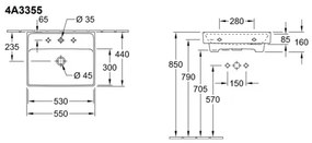 Villeroy & Boch 4A335501 - Függesztett mosdó COLLARO 55x44 cm kerámia/fehér