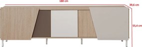 Miraza TV szekrény 180 cm - skandináv halszálka / bézs / fehér / barna