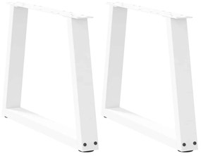 2 db fehér, V-alakú acél dohányzóasztal láb 60 x (42-43,3) cm