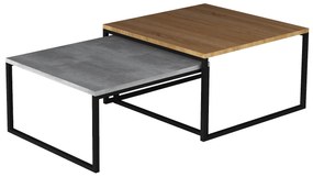 Dohányzóasztal szett -2 db  -Nivessa (dió + beton). 1025399