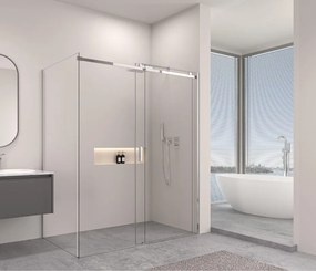 Erga Lynn, tolóajtós zuhanykabin 120 (ajtó) x 120 (fal) x 195 cm, 8mm átlátszó üveg, króm profil, ERG-V02-LYNN-D120G120-CL-CR
