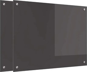 vidaXL Konyhai splashback 2 pcs Sötétszürke 80 x 60 cm edzett üveg