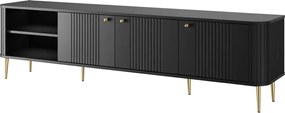 Vesper 3D TV-szekrény 187 cm - fekete / arany lábak