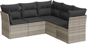 vidaXL 5 részes világosszürke polyrattan kerti ülőgarnitúra párnákkal