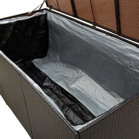 barna polyrattan kerti tárolóláda 180 x 90 x 70 cm