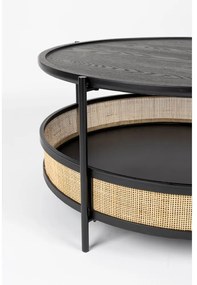 Fekete-natúr színű kerek dohányzóasztal ø 80 cm Makoto – White Label