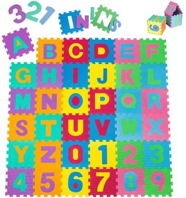 tectake 401859 habszivacs puzzle szőnyeg, 86 darabos - színes