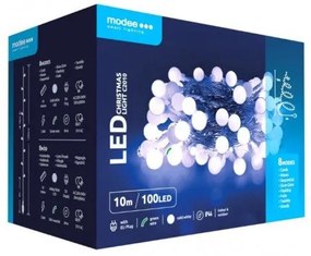 Led fényfüzér , beltéri/kültéri , hideg fehér , cherry , 100 LED , 10 m  , IP44 , Modee