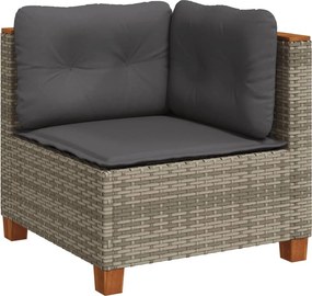 vidaXL szürke polyrattan kerti sarokkanapé párnával