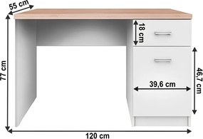 PC asztal 1d1s, DTD laminált, fehér/tölgy sonoma, TOPTY TYP 09