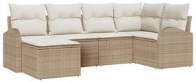 vidaXL Kanapé Szett párnával tárolóval 6 pcs Beige és Fehér polirattan