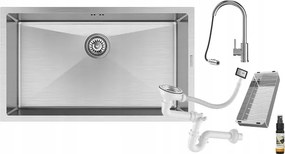 Acél mosogató BARI74 mosogató csaptelep szett Loseto acélbetét szifon