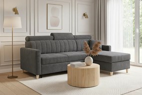 Vario sarokkanapé ágyfunkcióval univerzális jobb/bal oldali - szürke zsákszövet Wind 89