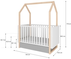 Gyerekágy PINETTE 70 x 140 cm