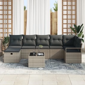 Kerti Kanapé Szett 8 pcs Szürke 287 x 122 x 85 cm Poli rattan