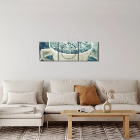 Kép - Téli világ egy bögrében (órával) (90x30 cm)