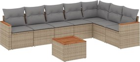 vidaXL 8 részes bézs polyrattan kerti ülőgarnitúra párnával