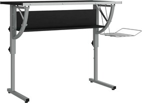 vidaXL fekete-szürke szerelt fa és acél íróasztal 110x53x(58-87) cm