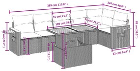 7 részes szürke polyrattan kerti ülőgarnitúra párnákkal