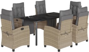 vidaXL 7 részes vegyes bézs polyrattan kerti étkezőgarnitúra párnákkal