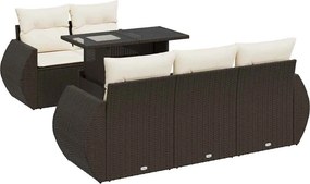 vidaXL 6 részes barna polyrattan kerti ülőgarnitúra párnával