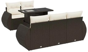 vidaXL 6 részes barna polyrattan kerti ülőgarnitúra párnával