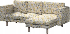 Norsborg 3 személyes kanapé huzat Ikea sezlonnal sárga-kék