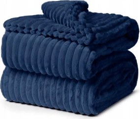 Nagy puha takaró 200X220 mikroszálas Csíkos Sötétkék Kanapé Ágytakaró