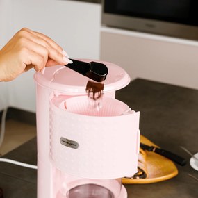 TEMPO-KONDELA DOTS TYP 3, kotyogós kávéfőző, rózsaszín, műanyag/fém