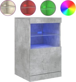 vidaXL betonszürke tálalószekrény LED-világítással 41 x 37 x 67 cm